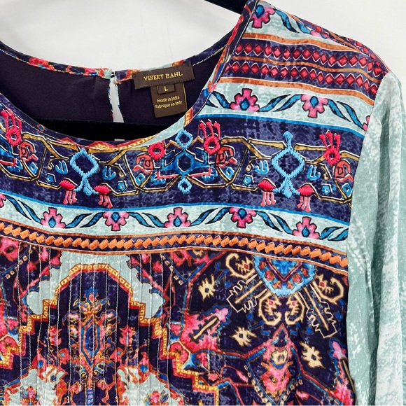 * New Anthropologie Vineet Bahl Prudence Blouse Top Embroidered Paisley Floral L - Picture 6 of 10
